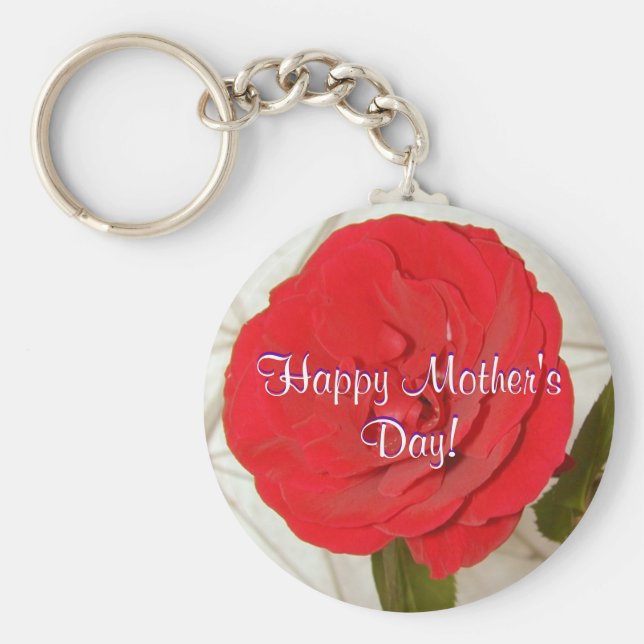 Lycklig Mors dag Röd ros Nyckelring (Framsidan)