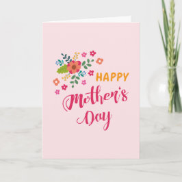 "Lycklig Mors dag" Rosa av akut Blommigt Illustrat Kort