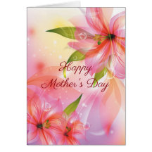 Lycklig Mors dag Rosa Blommigt 5 x 7 kort