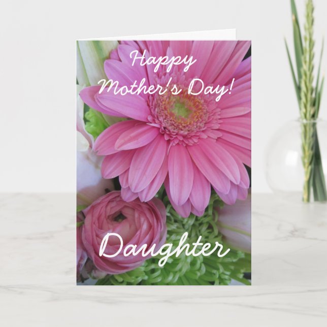 Lycklig-Mors dag---Rosa-Blommigten Kort (Framsida)