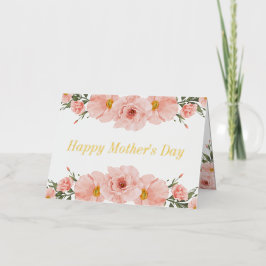 Lycklig Mors dag Rosa Flowers Photo Guld