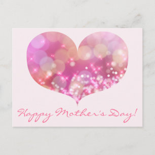 Lycklig Mors dag   Rosa Glitter Heart-vykort Vykort