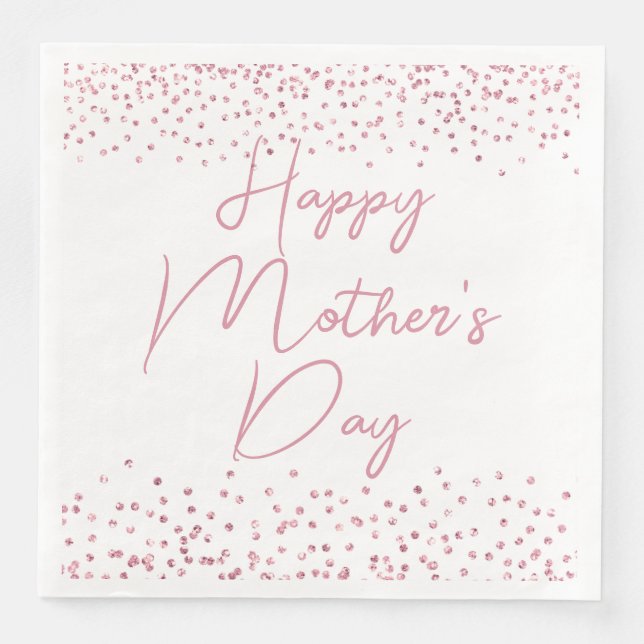 Lycklig Mors dag Rosa Glitter Konfetti Pappersservett (Framsida)