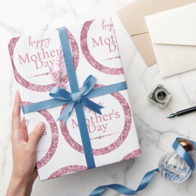 Lycklig Mors dag Rosa Glitter och diamanter Presentpapper (Gifting)
