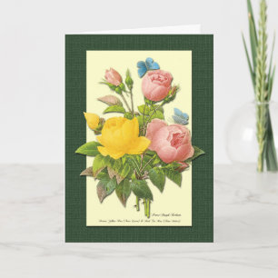 Lycklig Mors dag Rosa Gult Vintage Ro Kort