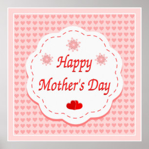 "LYCKLIG MORS DAG" ROSA HEART POSTER