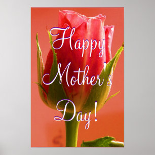 Lycklig Mors dag Rosa ros Poster
