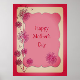 Lycklig Mors dag Rosa Trim och Dandelion Seeds Poster