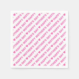 Lycklig Mors dag Rosa vid vita Pappersservett