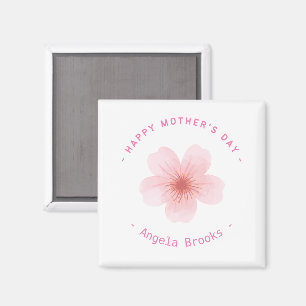 Lycklig Mors dag rosa, vit blomma Magnet