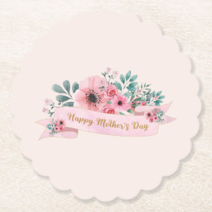 Lycklig Mors dag Rosa Watercolor Blommigt Underlägg Papper