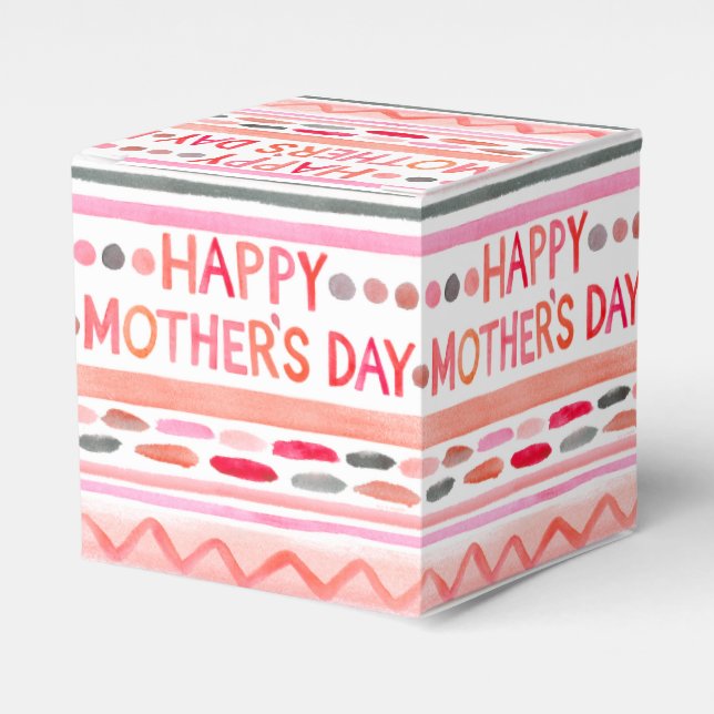 Lycklig Mors dag Rosa Watercolor Rand Presentaskar (Framsidan Sidan)