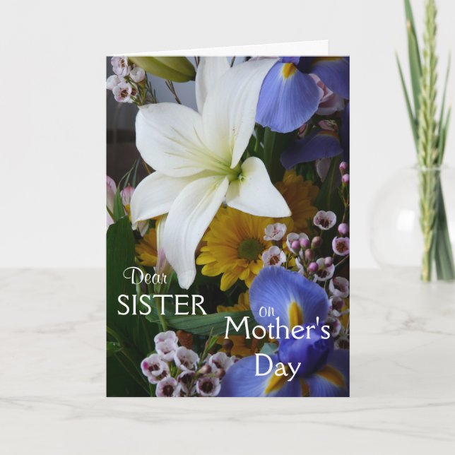 Lycklig Mors dag-Sister-Söt-Blommigten Kort (Framsida)