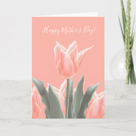 Lycklig Mors dag! Snyggt Peach Tulips Flowers Inbjudan