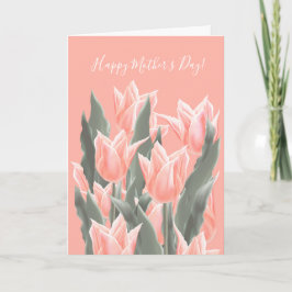 Lycklig Mors dag! Snyggt Peach Tulips Flowers Inbjudan