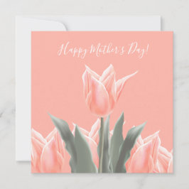 Lycklig Mors dag! Snyggt Peach Tulips Flowers Inbjudningar