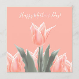Lycklig Mors dag! Snyggt Peach Tulips Flowers Inbjudningar