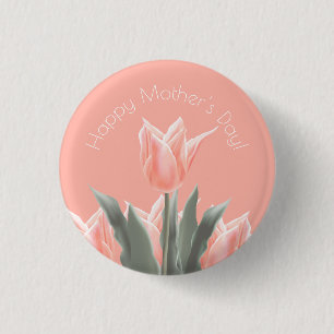 Lycklig Mors dag! Snyggt Peach Tulips Flowers Knapp