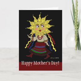 Lycklig Mors dag Sol Woman Ukrainska folkkonst Kort