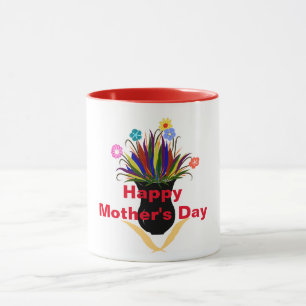 Lycklig Mors dag Söt Flowers Black Vas Mugg