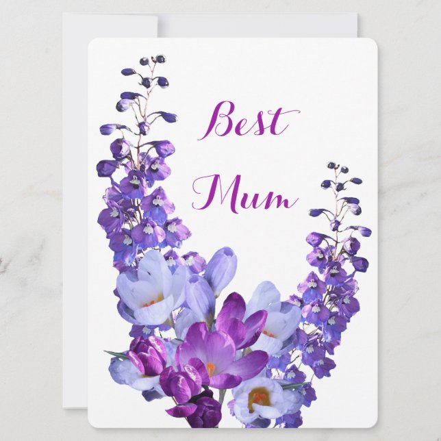 Lycklig Mors dag söt lila  Crocus blommigt roligt Julkort (Framsida)