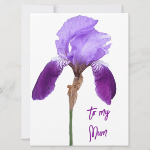 Lycklig Mors dag söt lila iris blommigt Julkort