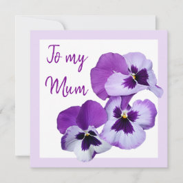 Lycklig Mors dag söt lila Pansy blommigt Kort