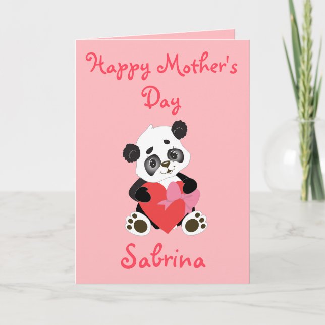Lycklig Mors dag Söt Panda Kort (Framsida)