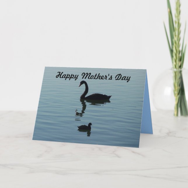 Lycklig Mors dag - Svan och baby Kort (Framsida)