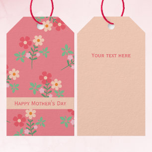 Lycklig Mors dag Sweet Rosa Daisy Bouquet Retro Presentetikett
