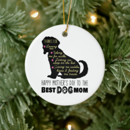 Lycklig Mors dag till bästa Hund Mamma Julgransprydnad Keramik