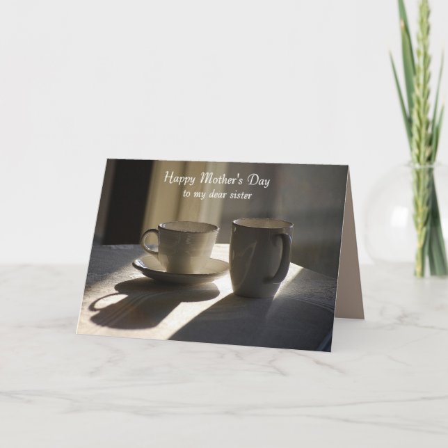 Lycklig Mors dag till Syster Kaffe koppar Kort (Framsida)