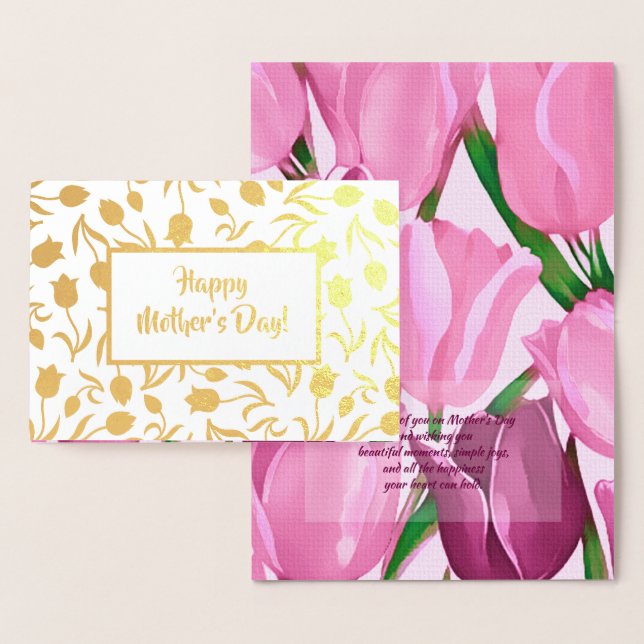 Lycklig Mors dag. Tulip Painting Luxury Folierat Kort (Display)