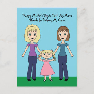 Lycklig Mors dag två Mammor Cute Personalize Grow Vykort