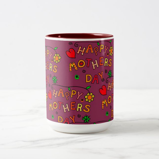 Lycklig Mors dag Två-Tonad Mugg (Center)