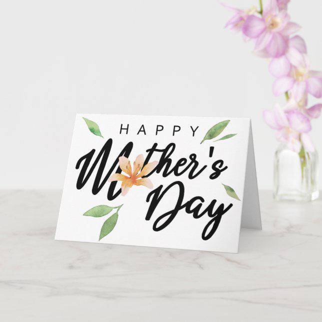 Lycklig Mors dag Typografi Liliumblomma Kort (Orkide)