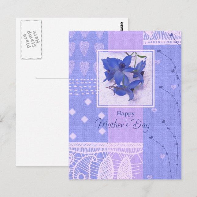 Lycklig Mors dag. Vår blommor Vykort (Fram/baksida)