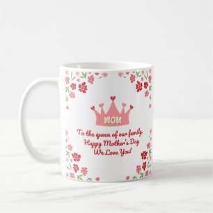 lycklig mors dag ,vattenfärgblommor rosa krona kaffemugg