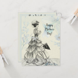 Lycklig Mors dag Victorian Woman Parasol Birds