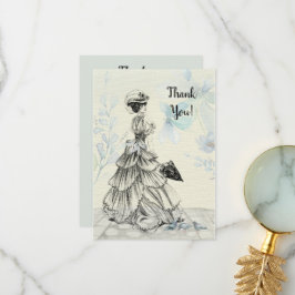 Lycklig Mors dag Victorian Woman Parasol Birds Tack Kort