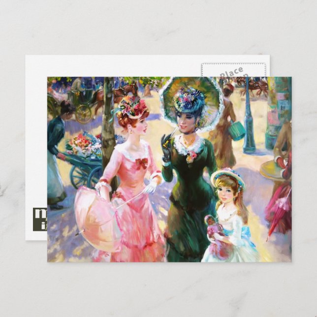 Lycklig Mors dag. Vintage Art Vykort (Fram/baksida)