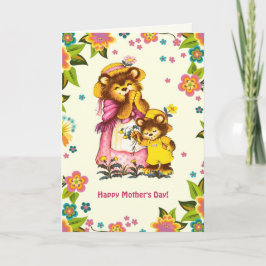 Lycklig Mors dag. Vintage Bear Family Kort