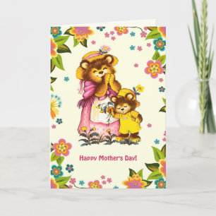 Lycklig Mors dag. Vintage Bear Family Kort