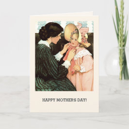 Lycklig Mors dag. Vintage Mor och dotter Kort