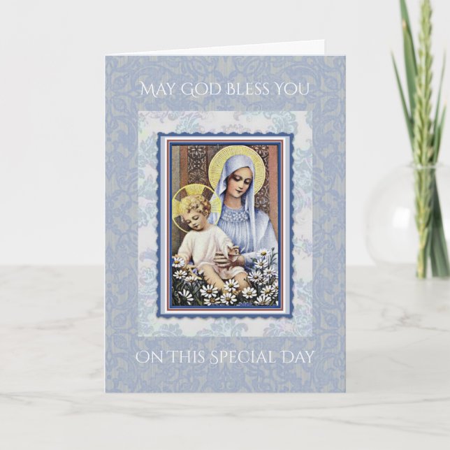 LYCKLIG MORS DAG VIRGIN MARY RELIGIÖSA CARD KORT (Framsida)
