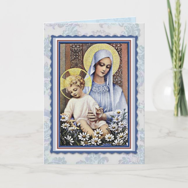 LYCKLIG MORS DAG VIRGIN MARY RELIGIÖSA CARD KORT (Framsida)