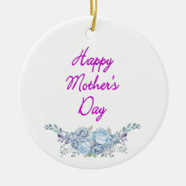 lycklig mors dag vit julgransprydnad keramik