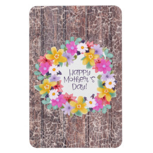 Lycklig Mors dag Watercolor Flowers Wandeans Magnet