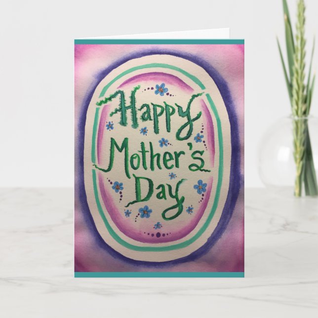 Lycklig Mors dag Watercolor II Tack Kort (Framsida)