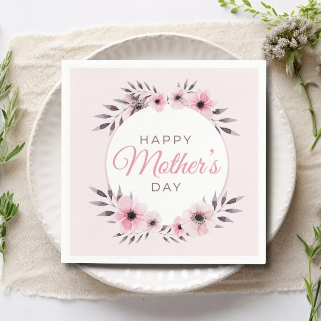 Lycklig Mors dag Watercolor Rosa Blommigt Flowers Pappersservett (Skapare uppladdad)